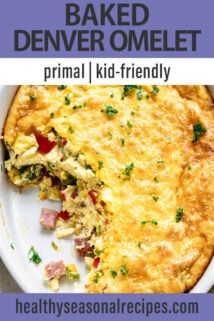 overhead denver baked omelet white dish