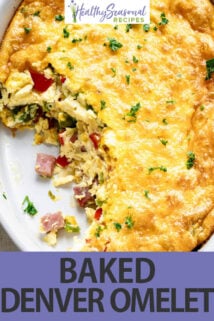 overhead denver baked omelet white dish
