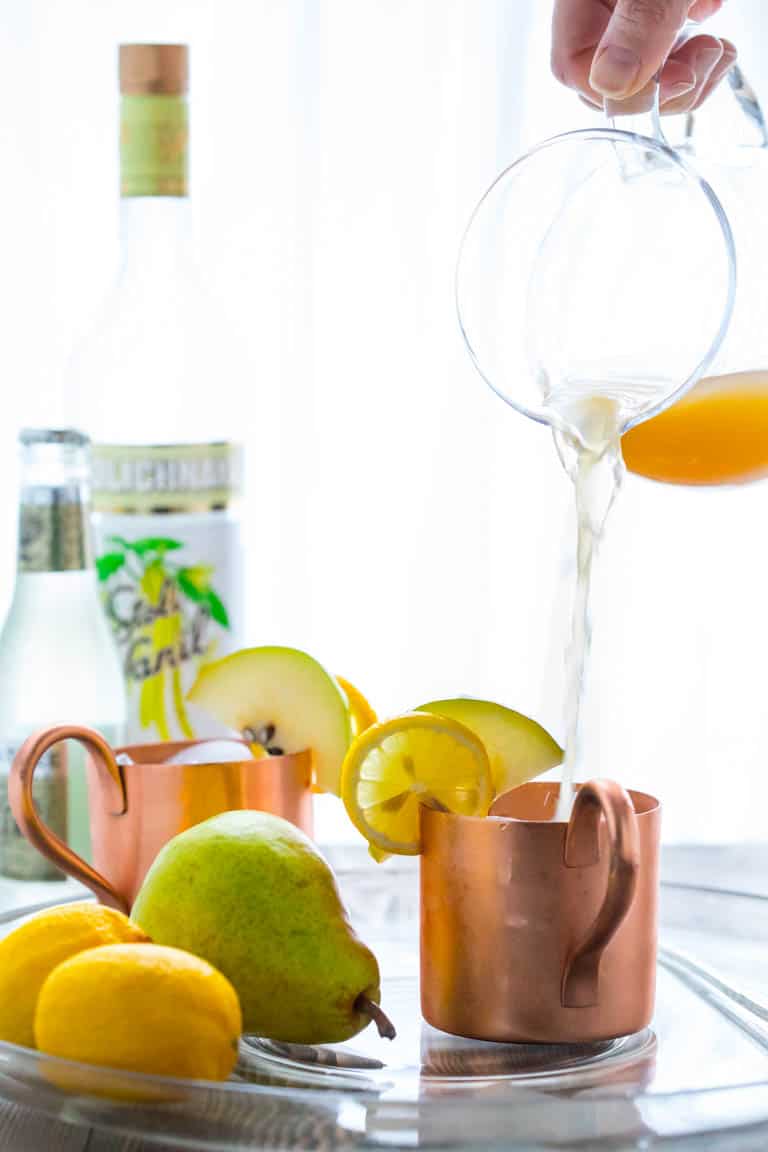 Vanilla Pear Moscow Mules are a fun and festive cocktail for the holidays. Healthy Seasonal Recipes