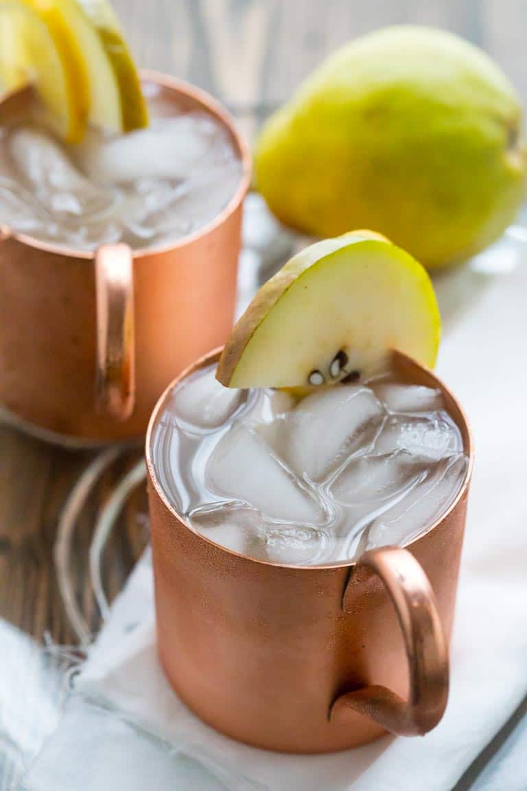 Vanilla Pear Moscow Mules are a fun and festive cocktail for the holidays. Healthy Seasonal Recipes