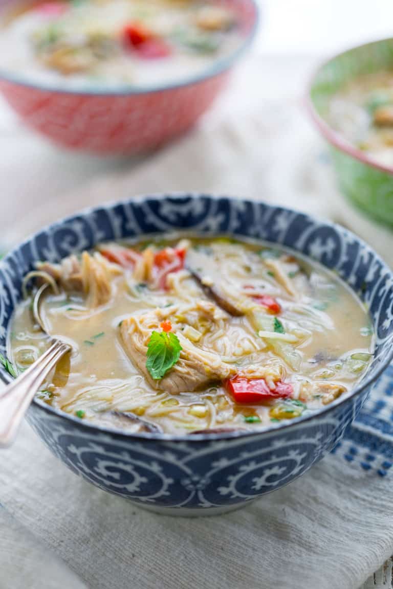 Thai Chicken Soup Slow Cooker in a bowl