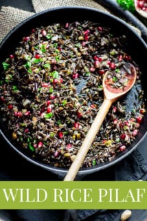 Skillet of wild rice pilaf