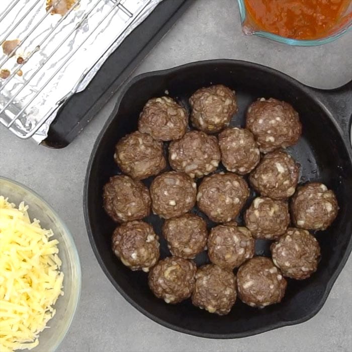 transfer baked meatballs to a skillet