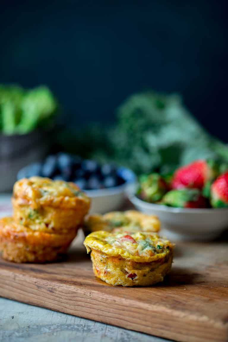 protein egg bites on a cutting board