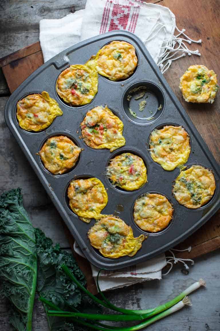 Veggie Egg Cups in a muffin tin