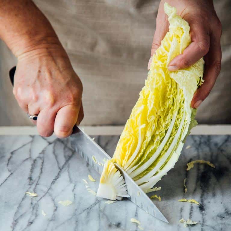 Remove core from Napa cabbage