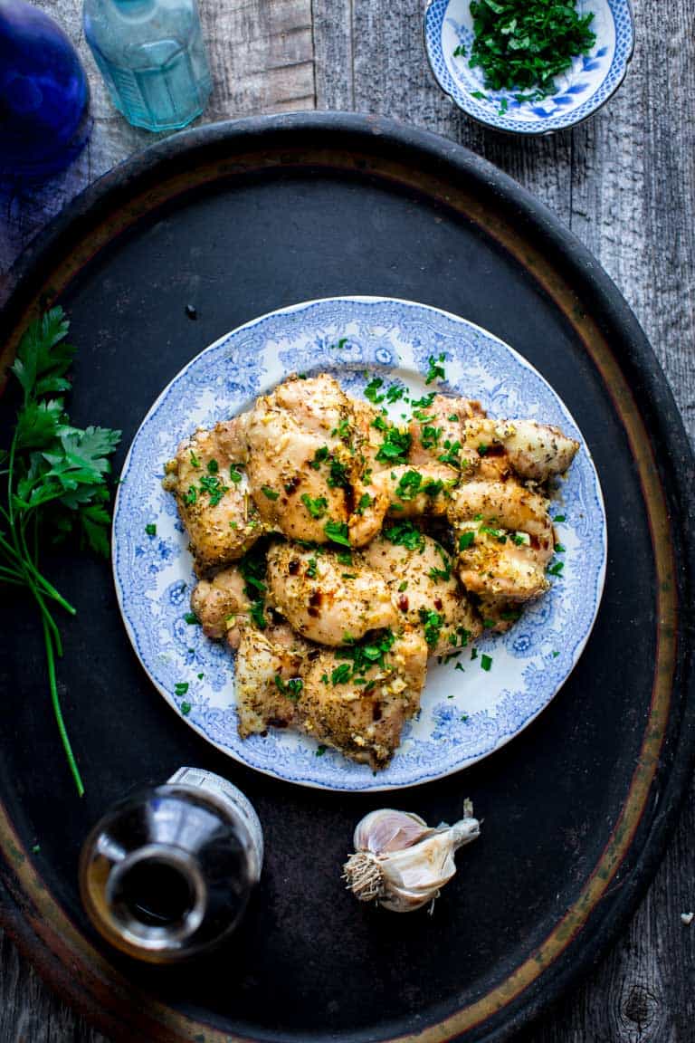 Balsamic Chicken Thighs on a plate