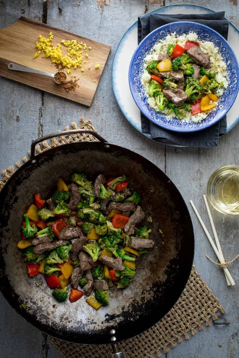 30 minute Sugar-free Clean Eating Beef and Broccoli Stir-fry in a serving bowl