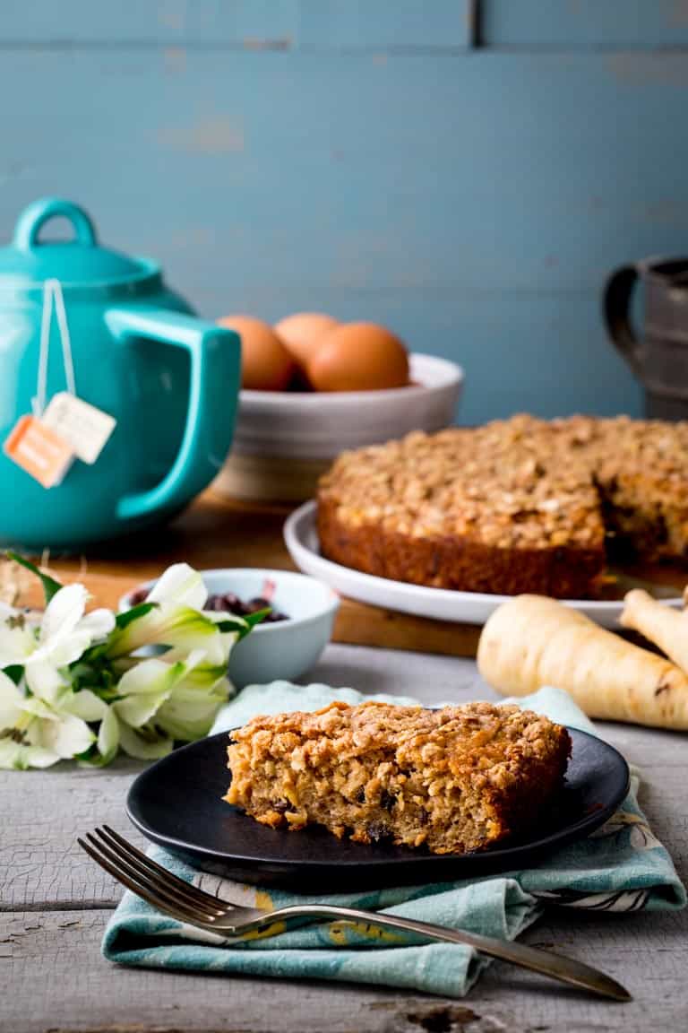 slice of maple coffee cake on a plate