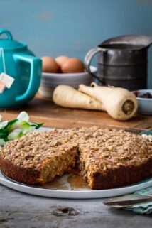 Maple Parsnip Morning Glory Coffee Cake #baking #healthy #parsnips #easter #brunch #coffeecake