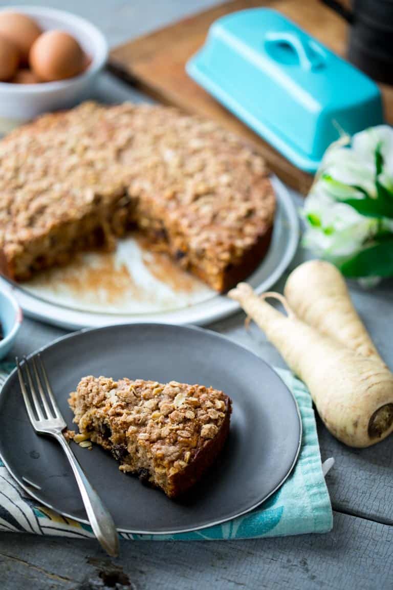 slice of maple coffee cake on a plate