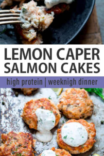 salmon cakes collage