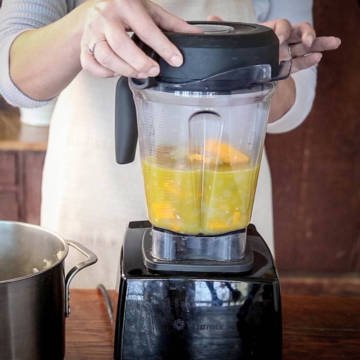 the soup in the blender