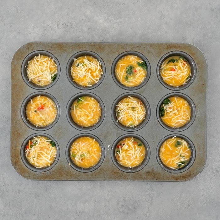add egg to the muffin tins