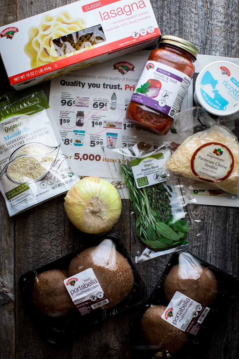 Ingredients for Vegetarian Caramelized Onion and Portabella Mushroom Lasagna