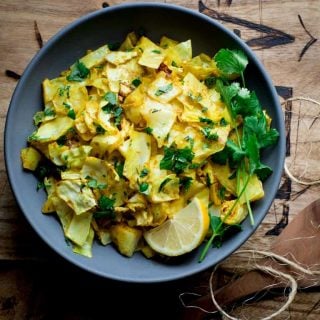 Curry Roasted Cabbage. A simple cooking technique for cabbage that really adds a ton of flavor and interest. It's low-carb, vegan, gluten-free, paleo and whole-30 approved! #keto #sidedish #lowcarb #grainfree #whole30 #paleorecipe #cabbage