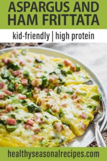 side view asparagus and ham frittata