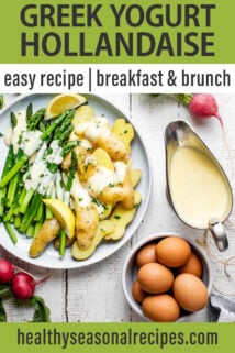 overhead greek yogurt hollandaise eggs and breakfast