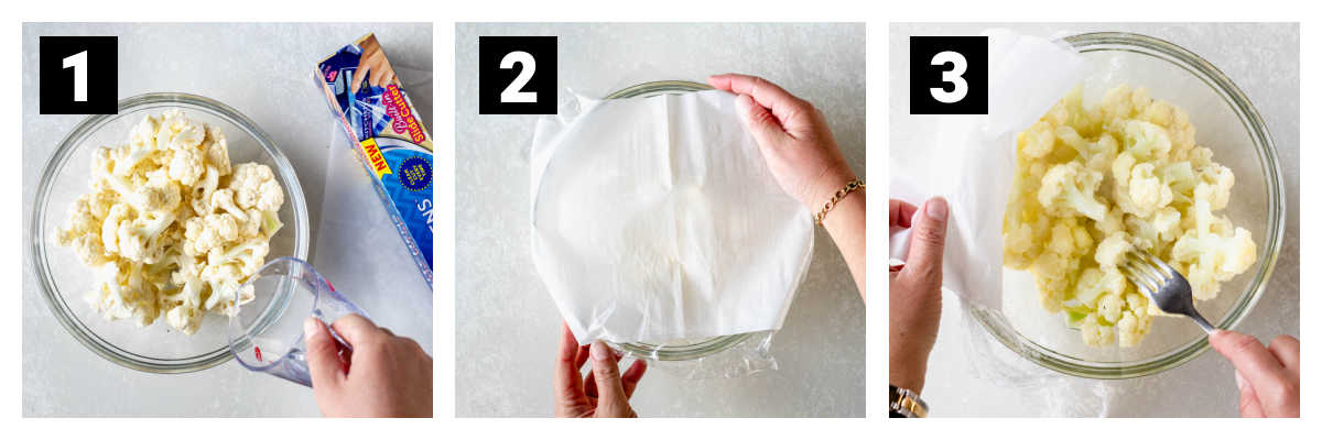 steps to steam cauliflower in microwave