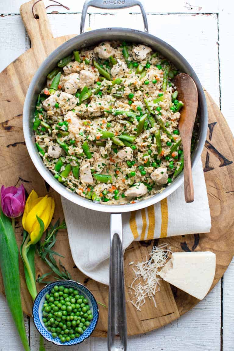 Chicken and Rice with Veggies in a pot