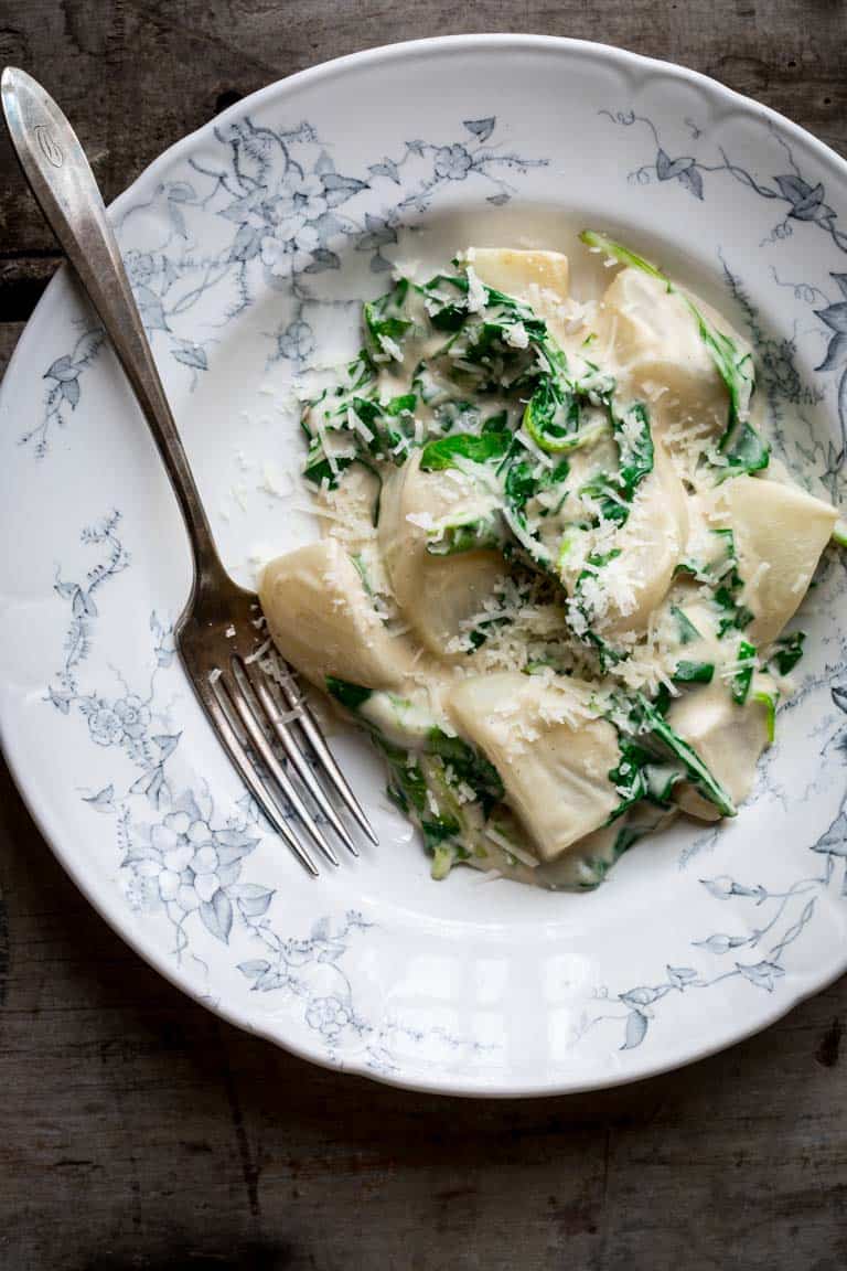 turnip greens with cashew cream sauce