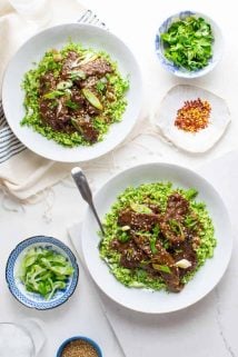 These Grain-free Mongolian Beef and Broccoli Bowls are a delicious dinner you can whip up for your family in no time! #glutenfree #paleo #grainfree #weeknightdinner | Healthy Seasonal Recipes