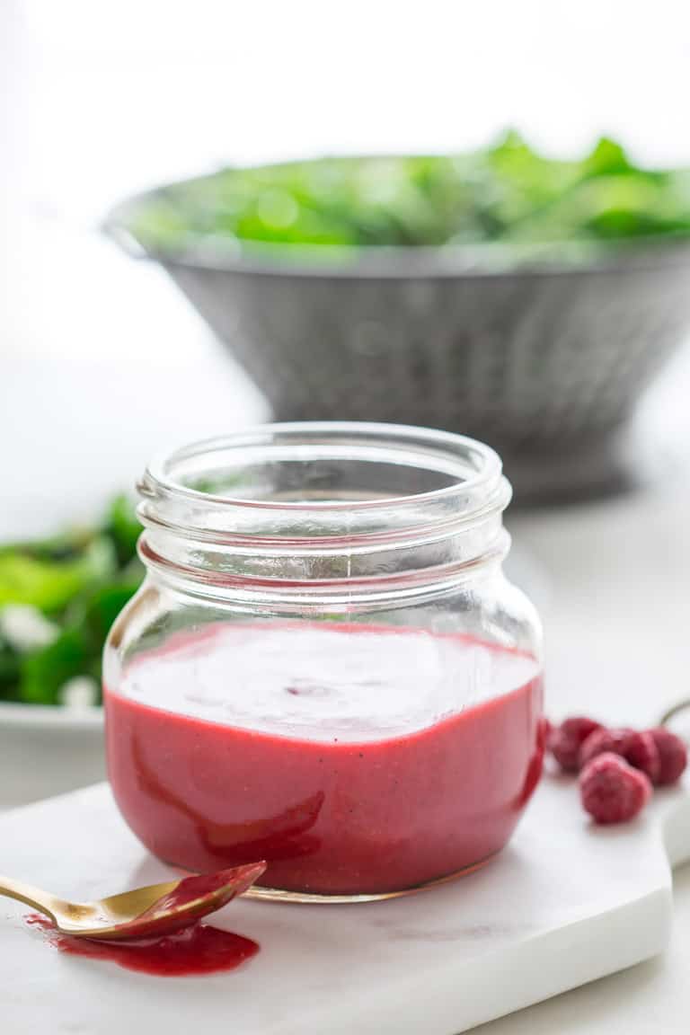 Raspberry Almond Vinaigrette in a jar
