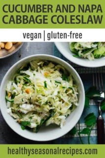 bowl of cucumber napa coleslaw