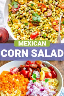 Flavorful, colorful and packed with fresh veggies our Mexican-inspired Corn Salad with Jalapeño and Cilantro Dressing recipe is the ultimate healthy summer side dish. Serve as an easy summer salad with your favorite Mexican food recipes! Serve it for your next barbecue or potluck party. It is also a great make-ahead option. You'll love the jalapeno, cilantro and cumin seed dressing tossed with sweet corn and juicy tomatoes!