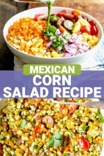 Flavorful, colorful and packed with fresh veggies our Mexican-inspired Corn Salad with Jalapeño and Cilantro Dressing recipe is the ultimate healthy summer side dish. Serve as an easy summer salad with your favorite Mexican food recipes! Serve it for your next barbecue or potluck party. It is also a great make-ahead option. You'll love the jalapeno, cilantro and cumin seed dressing tossed with sweet corn and juicy tomatoes!