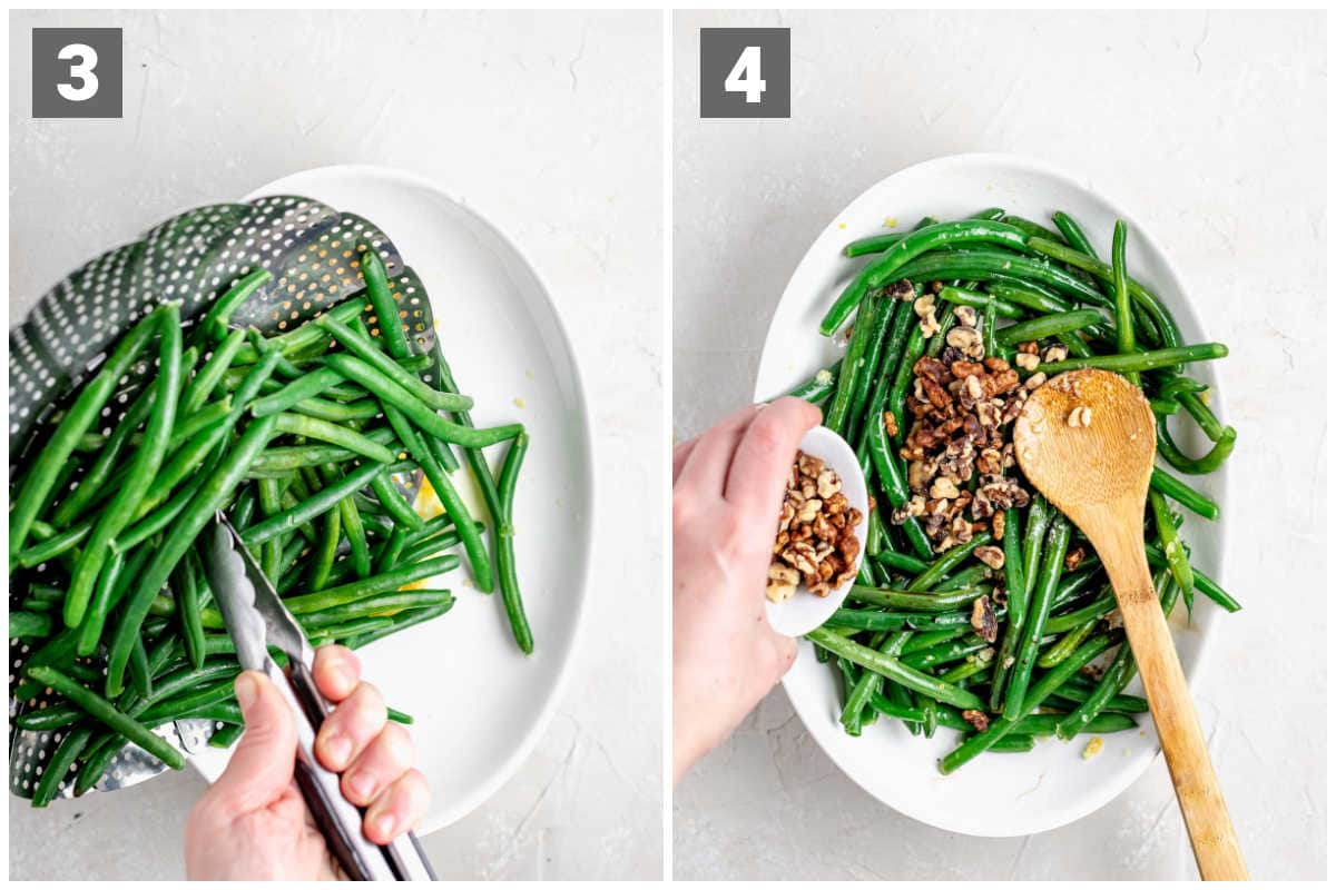 balsamic green beans with walnuts step 3 and 4