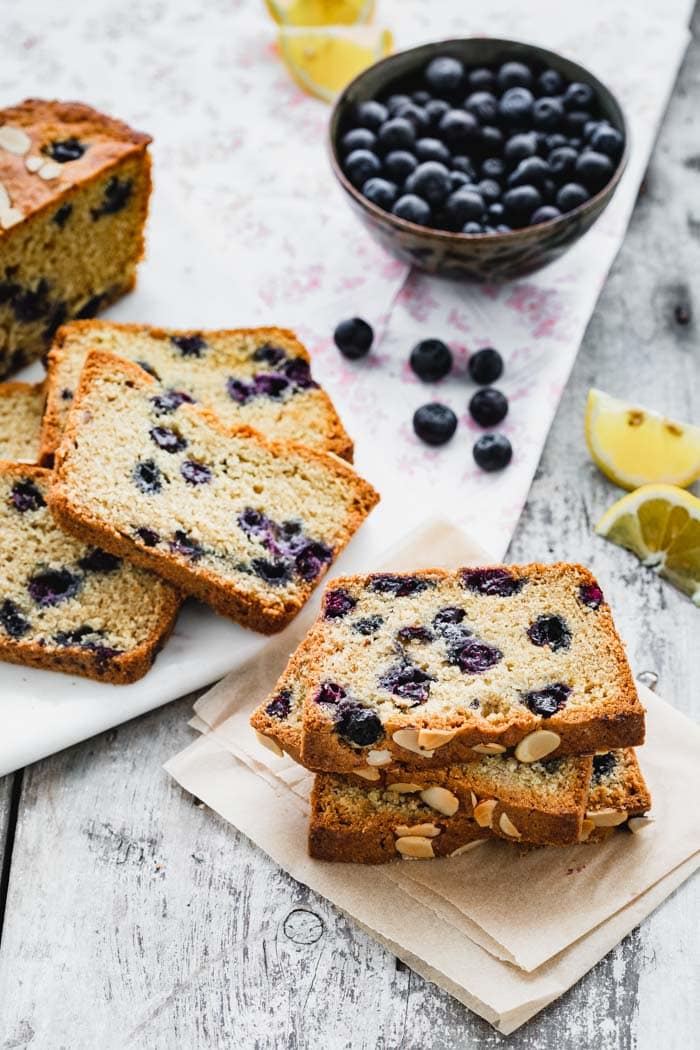 slices of blueberry bread
