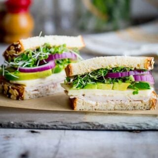 side view of turkey sandwich