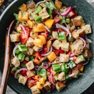 close-up of panzanella
