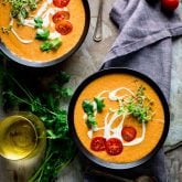 two bowls of gazpacho