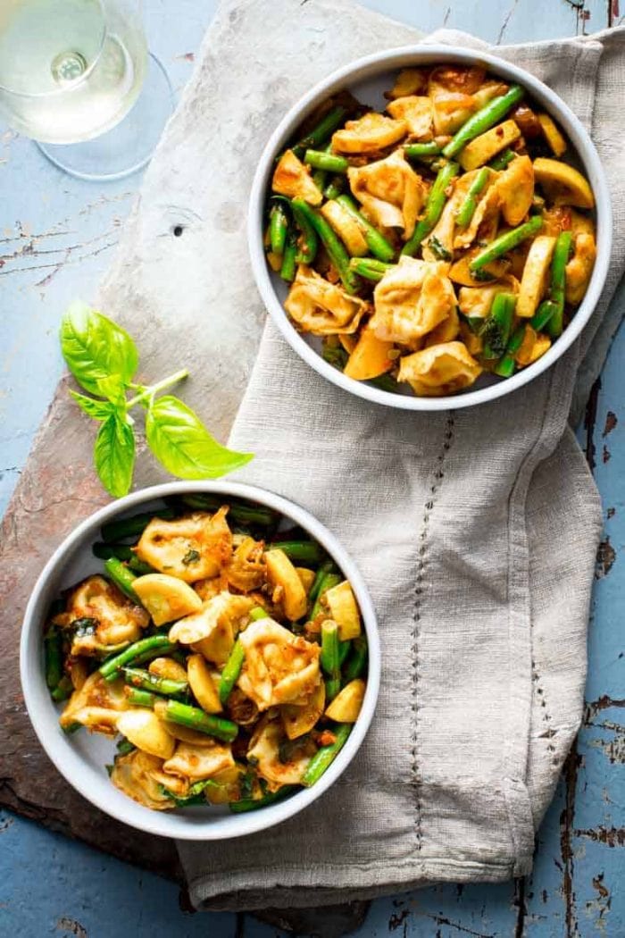 two bowls of tortellini