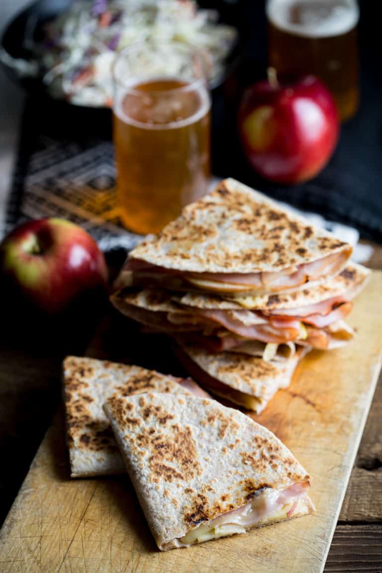 Apple Ham and Cheddar Quesadillas