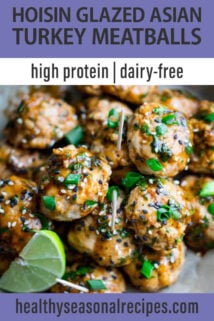 close up hoisin meatballs