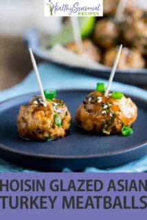 two hoisin meatballs on plate