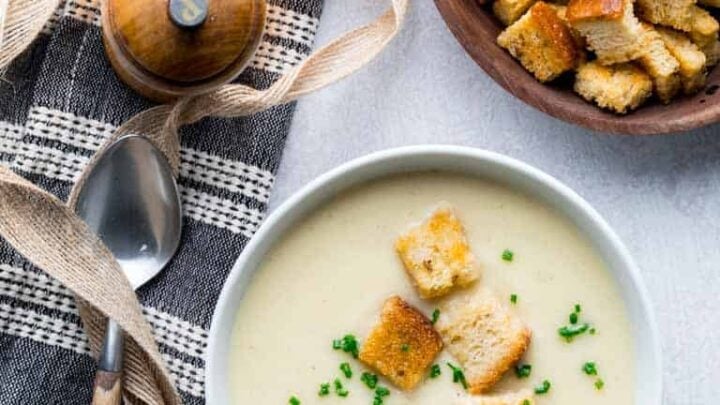 Today's new recipe for Easy Instant Pot Cream of Cauliflower Soup with Sharp White Cheddar Cheese is the first of my new pressure cooker recipes here on Healthy Seasonal Recipes. But if you haven't bought an instant pot yet, there's a slow cooker option as well. The recipe is naturally gluten-free and only 245 calories per cup!&nbsp; #glutenfree #vegetarian #cauliflower #soup #instantpot #pressurecooker