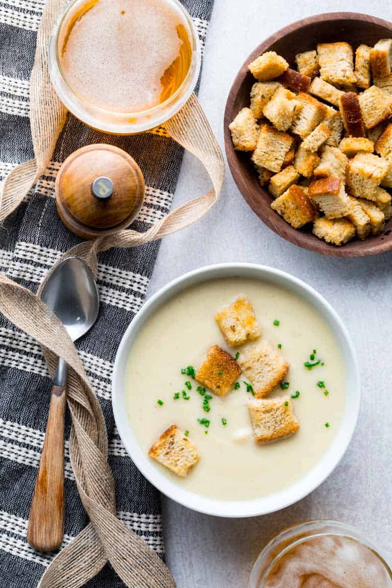 Today's new recipe for Easy Instant Pot Cream of Cauliflower Soup with Sharp White Cheddar Cheese is the first of my new pressure cooker recipes here on Healthy Seasonal Recipes. But if you haven't bought an instant pot yet, there's a slow cooker option as well. The recipe is naturally gluten-free and only 245 calories per cup! #glutenfree #vegetarian #cauliflower #soup #instantpot #pressurecooker
