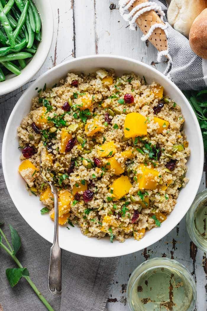 closeup of pumpkin pilaf