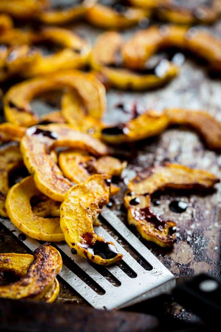 Roasted Delicata Squash on baking tray