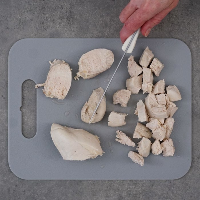 cutting chicken
