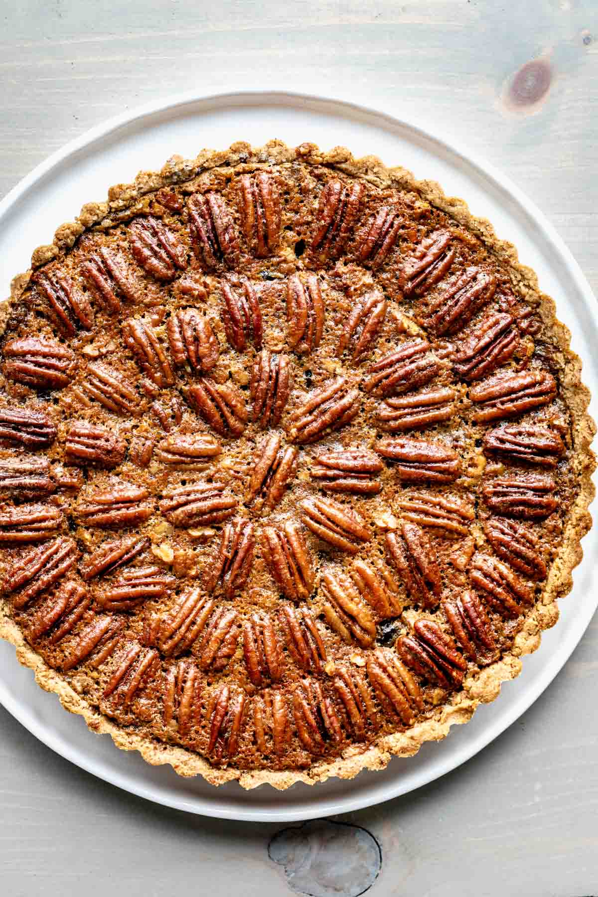 close up of the tart from overhead before it has been cut