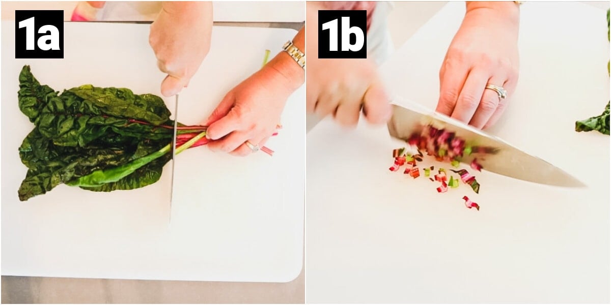 cutting the leaves and stems