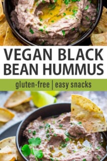 black bean hummus collage