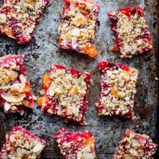 the crumb bars cut into squares