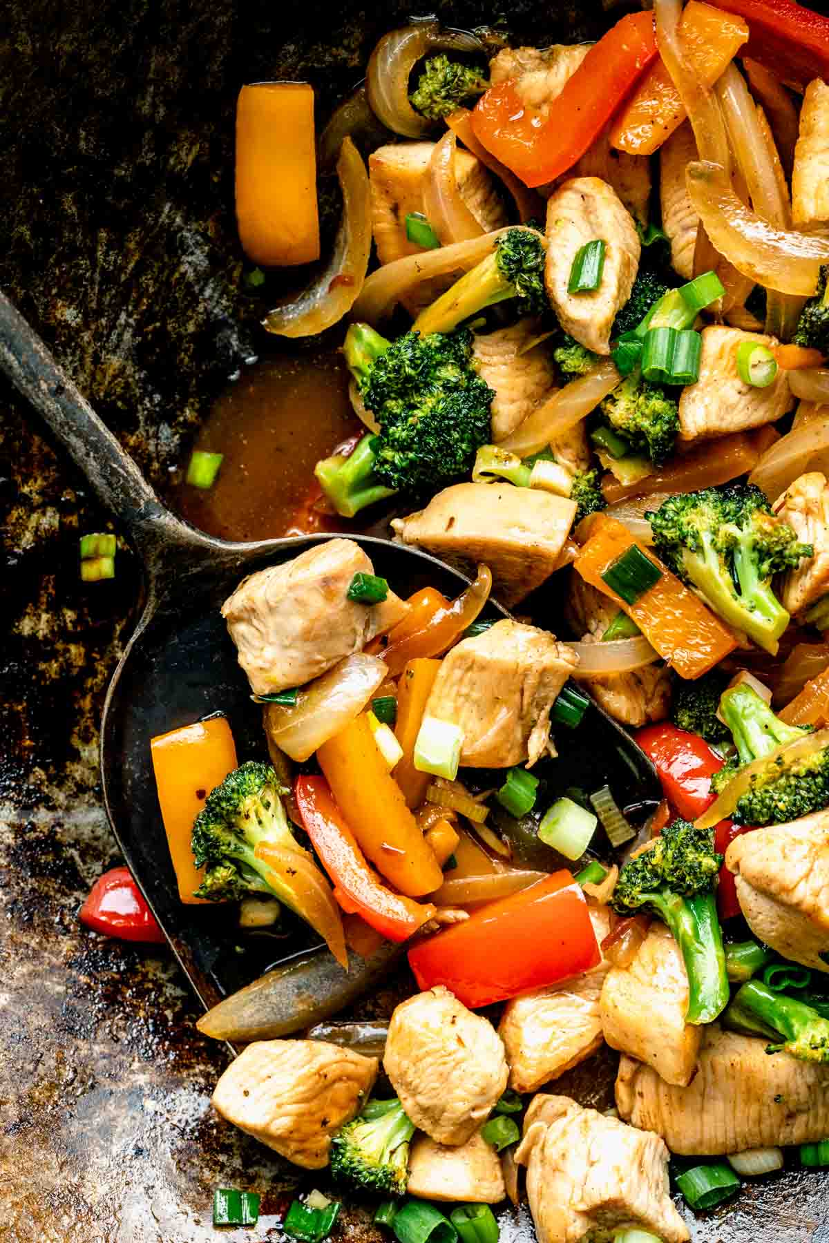 stir fry in the wok