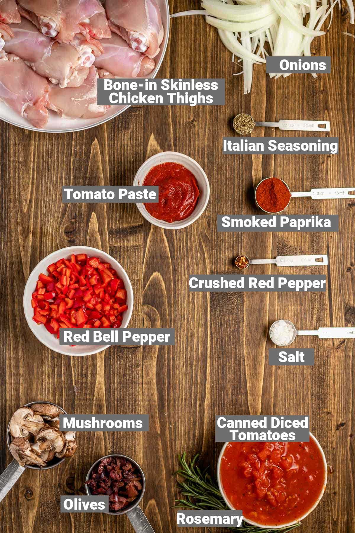 ingredients for this recipe with labels